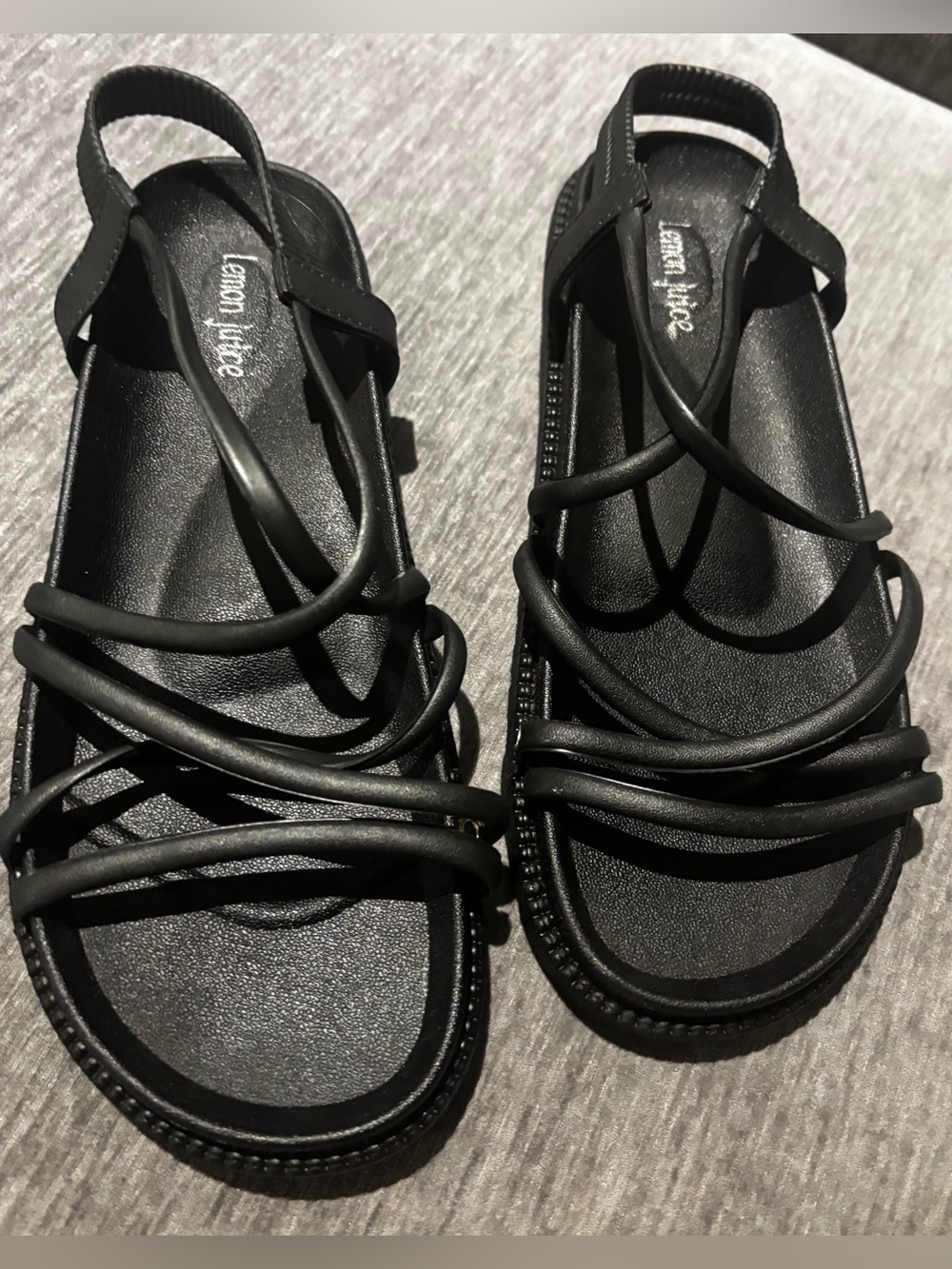 Women's Black Strappy Slingback Sandals